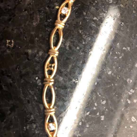This Silver Gold plated Bracelet with diamond and sapphire accents is Beautiful. - Picture 11 of 12